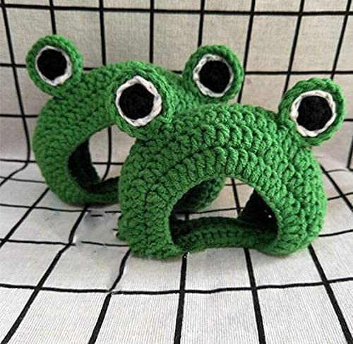 Ev Pet Supplies - Handmade Knitted Woolen Yarn Frog Cap for Dog Puppy