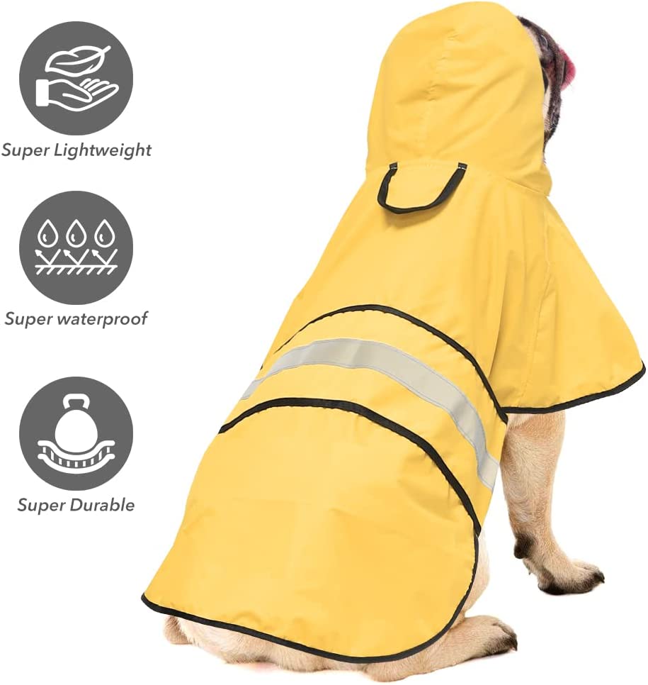 Ev Pet Supplies - Adjustable Raincoat for Dogs, Lightweight Hooded Dog Raincoats Poncho Slicker, Waterproof Rain Jacket