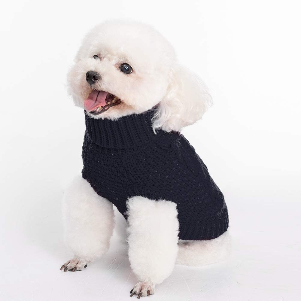 Ev Pet Supplies - Dog Apparel Turtleneck Dog Sweater - Winter Coat Knit Clothes with Leash Hole for Cold Weather