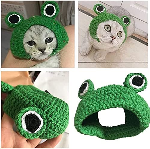 Ev Pet Supplies - Handmade Knitted Woolen Yarn Frog Cap for Dog Puppy