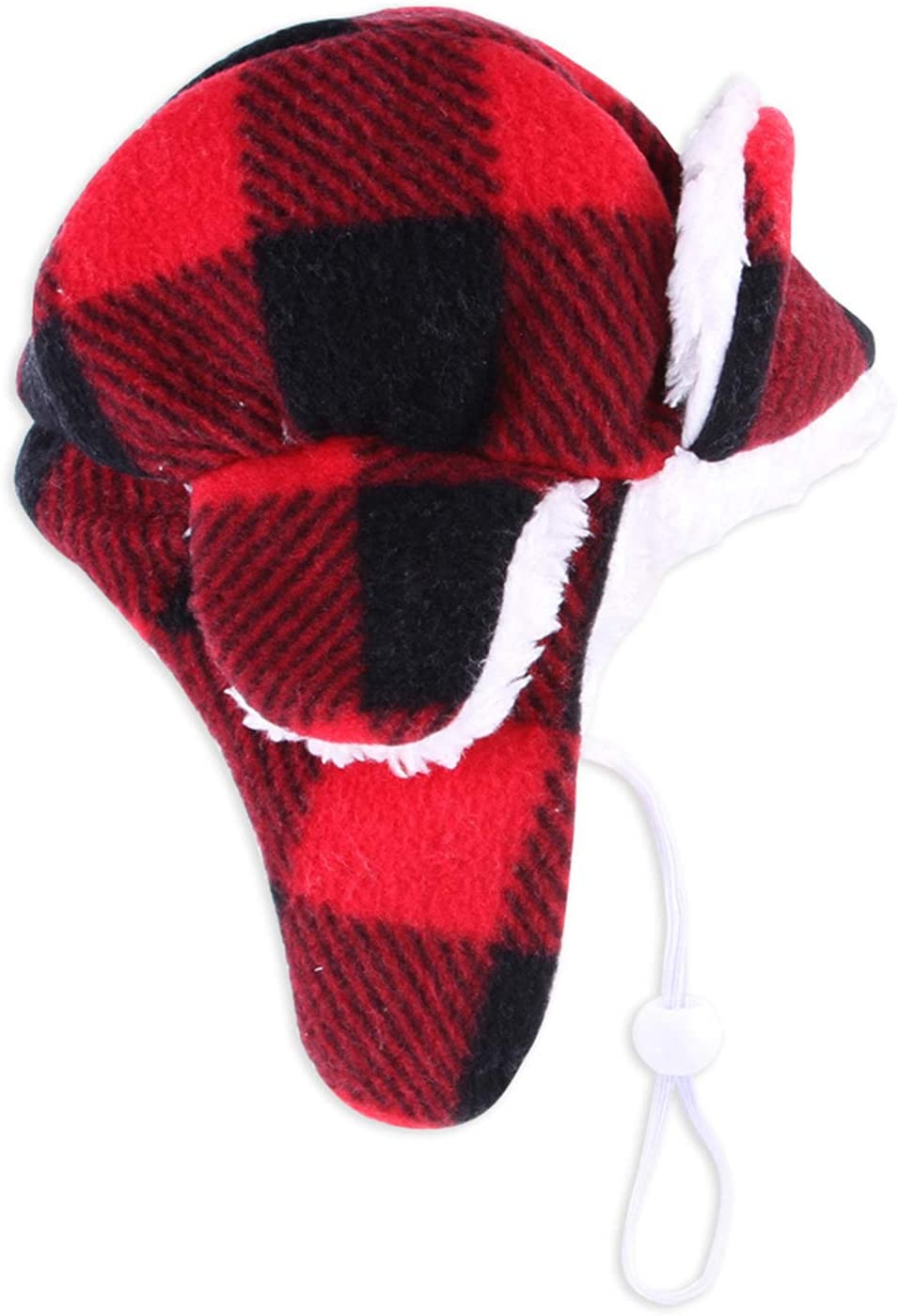 Ev Pet Supplies - Christmas Dog Hat with Earmuffs Winter Adjustable Pet Red Plaid Pet Cap