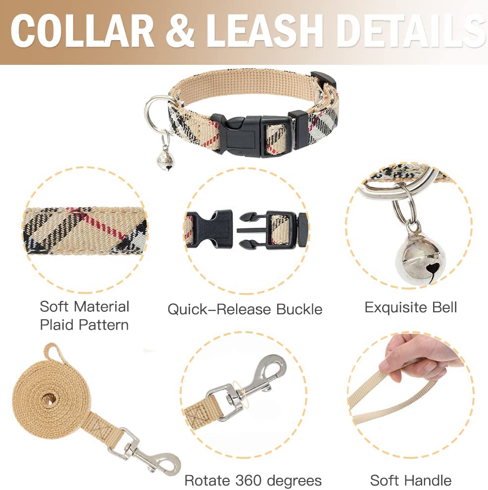 Ev Pet Supplies - Puppy Training Adjustable Pet Harness Collar and Leash Set for Small Dogs Puppy