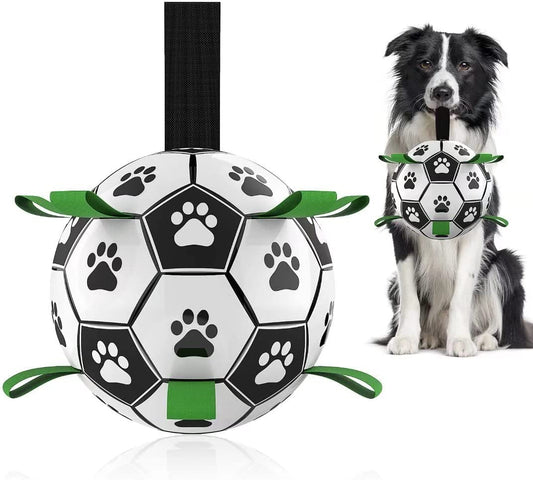 Ev Pet Supplies - Soccer Ball with Grab Tabs, Interactive Dog Toys for Tug of War Dog toys