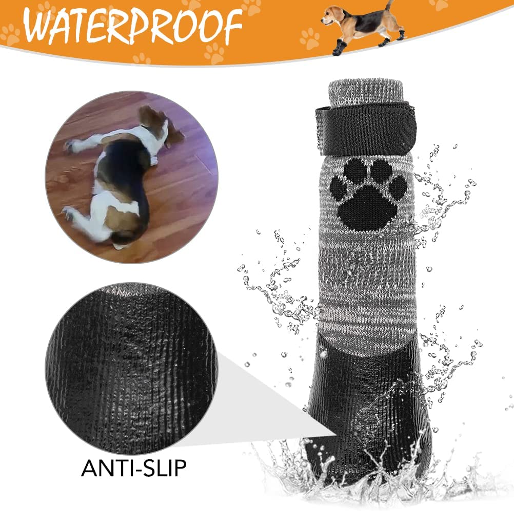 Ev Pet Supplies - Anti Slip Dog Socks - Outdoor Dog Boots Waterproof Dog Shoes Paw Protector with Strap Traction