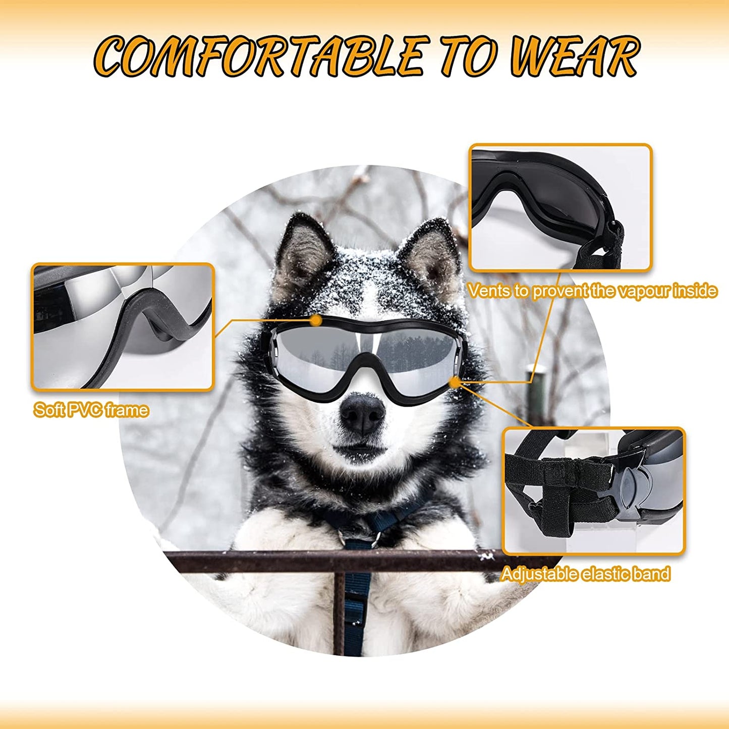 Ev Pet Supplies - UV Protection Wind Protection Dust Protection Fog Protection Pet Glasses Eye Wear Protection with Adjustable Strap