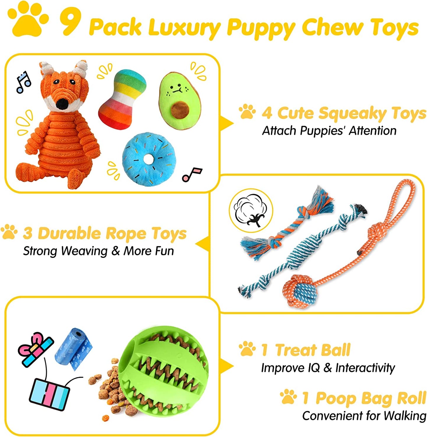 Ev Pet Supplies - Luxury Puppy Toys for Teething Small Dogs, Puppy Chew Toys with Cute Squeaky Toys