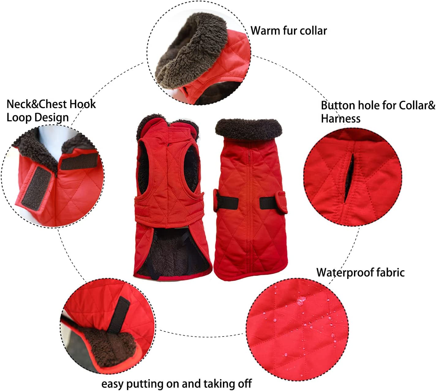 Ev Pet Supplies - Thick Winter Dog Jacket,Lightweight Waterproof Windproof Winter Dog Coat, Warm Dog Vest with Two Layers of Wool Lining