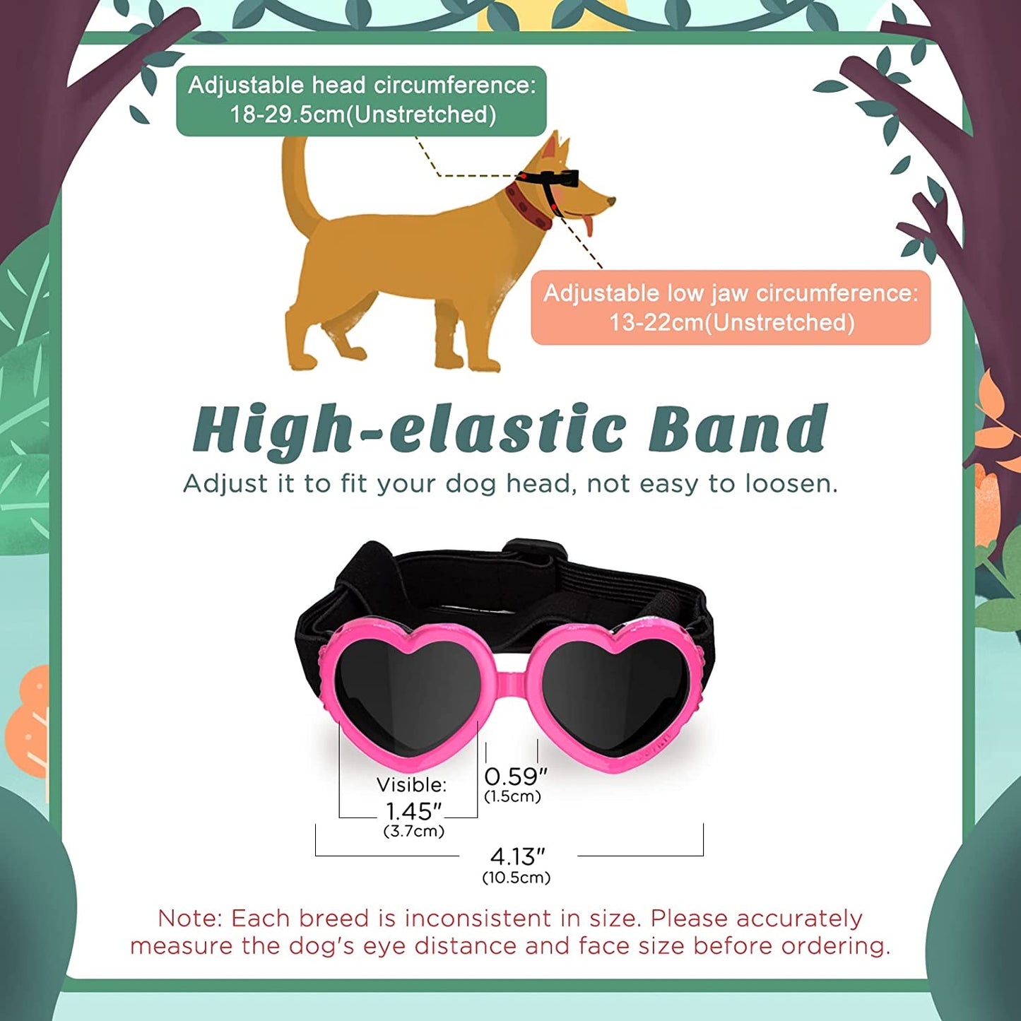 Ev Pet Supplies - UV Protection Goggles Eye Wear Protection with Adjustable Strap Doggy Heart Shape Anti-Fog Sunglasses