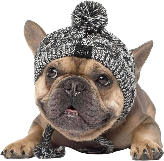 Ev Pet Supplies - Warm Pet Dog Knitted Hat, Windproof Knitting French Bulldog Hat