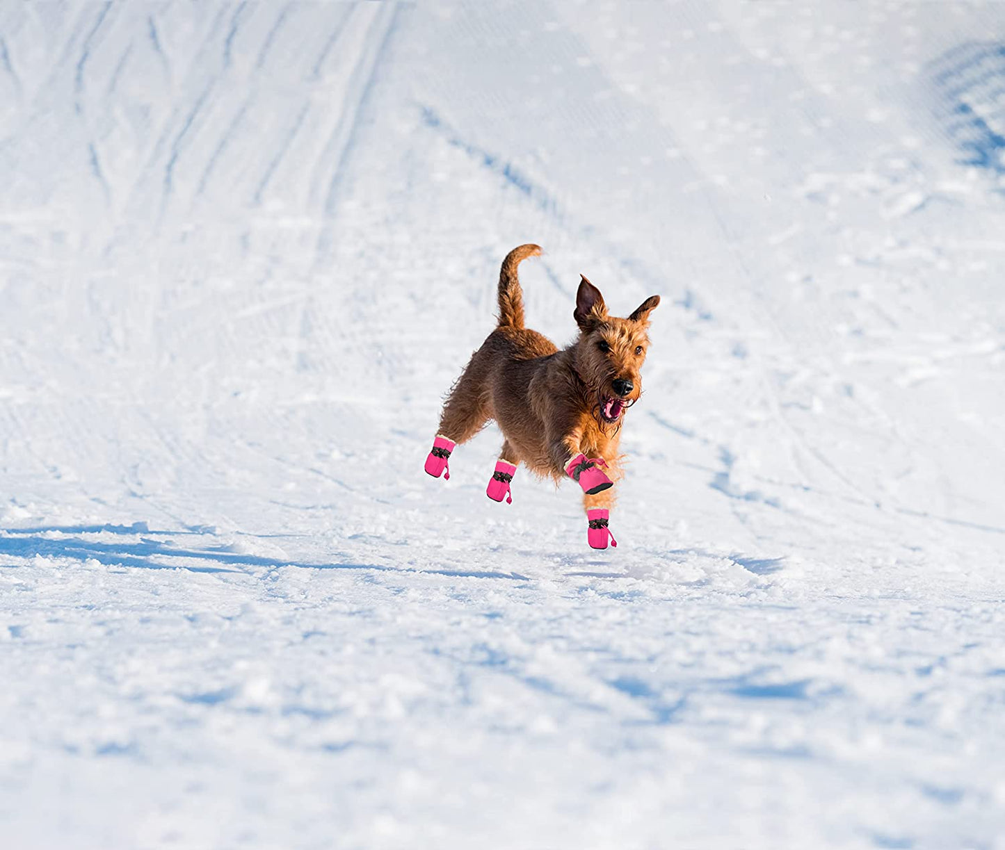 Ev Pet Supplies - Dog Boots & Paw Protectors, Fleece Warm Snow Booties for Puppy with Reflective Strip Anti-Slip Rubber Sole