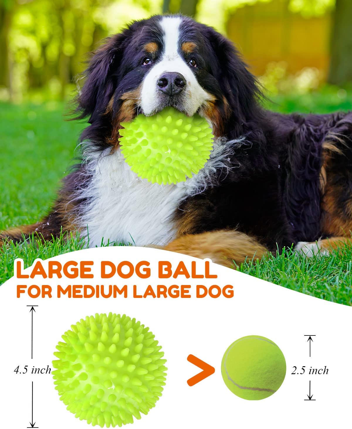 Ev Pet Supplies - 4.5” Heavy Duty Squeaky Dog Balls for Aggressive Chewers Dog