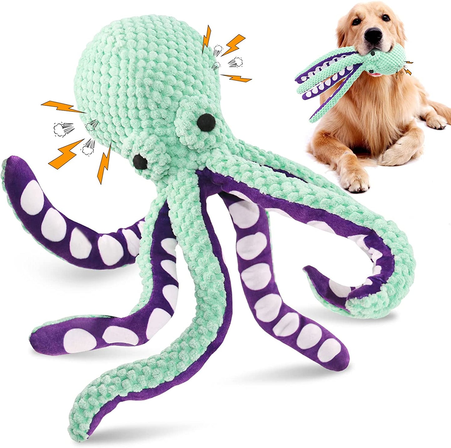 Ev Pet Supplies - Squeaky Dog Stuffed Octopus Toy for Chewing Purpose and Boredom