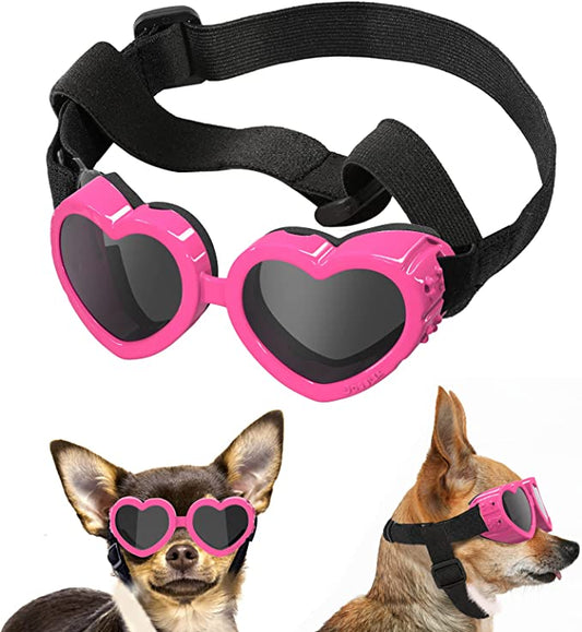 Ev Pet Supplies - UV Protection Goggles Eye Wear Protection with Adjustable Strap Doggy Heart Shape Anti-Fog Sunglasses