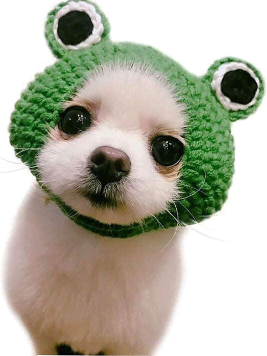 Ev Pet Supplies - Handmade Knitted Woolen Yarn Frog Cap for Dog Puppy