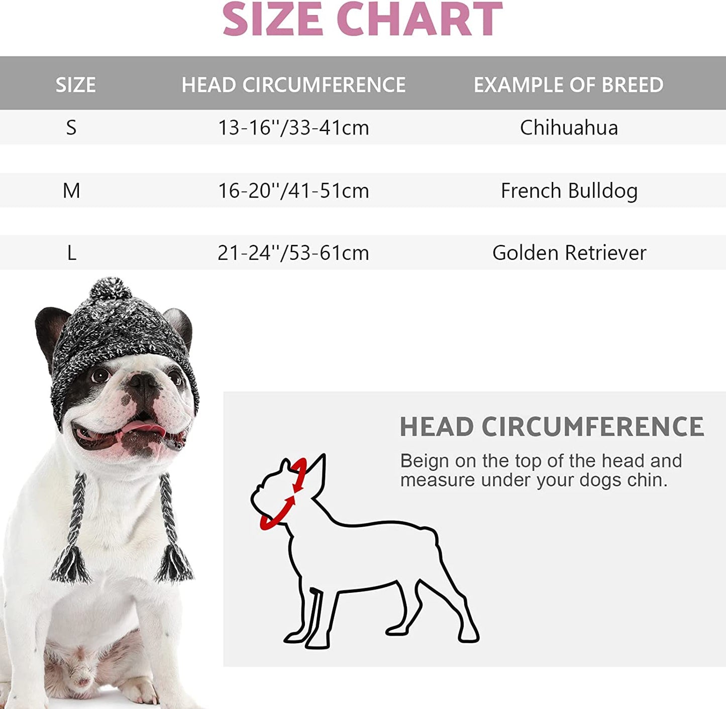 Ev Pet Supplies - 2 Pieces Warm Pom Hat Party Knit Dog Beanie Puppy Dog Cap with Ear Holes Pet Knitted Snood Headwear for Christmas