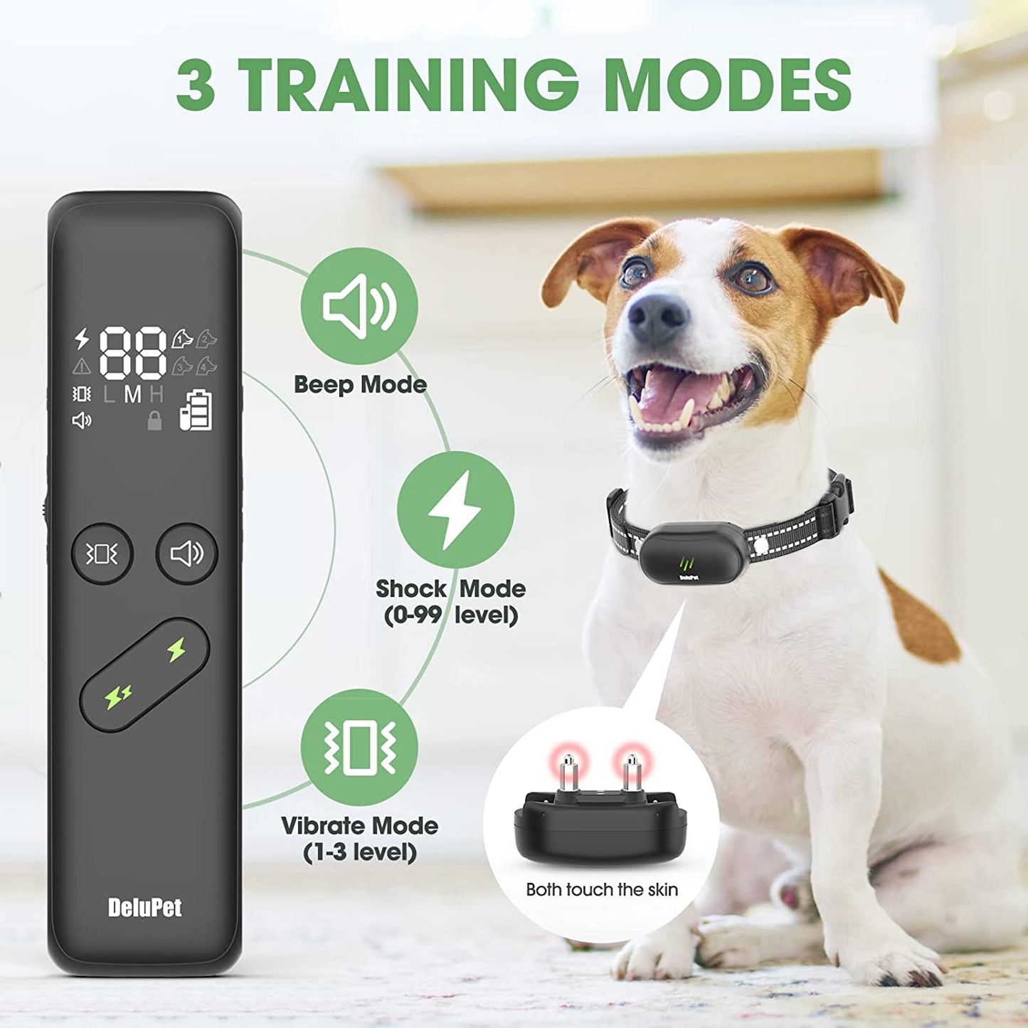 Ev Pet Supplies - Electric Dog Training Collar with Remote 1600FT, Rechargeable E-Collar Waterproof Collars with 3 Training Modes