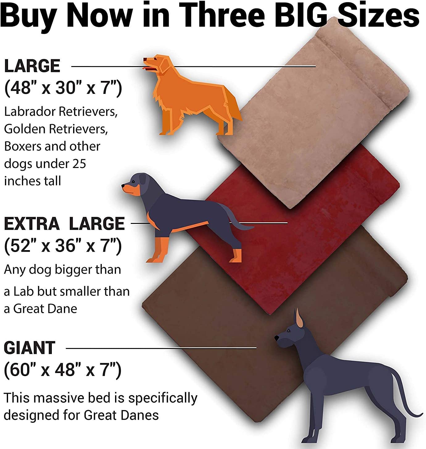 Ev Pet Supplies - 7" Pillow Top Orthopedic Dog Bed for Large and Extra Large Breed Dogs Most Comfortable