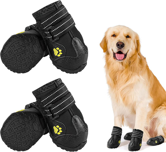 Ev Pet Supplies - Waterproof Boots for Dogs, Dog Booties with Anti-Slip Sole Reflective Straps