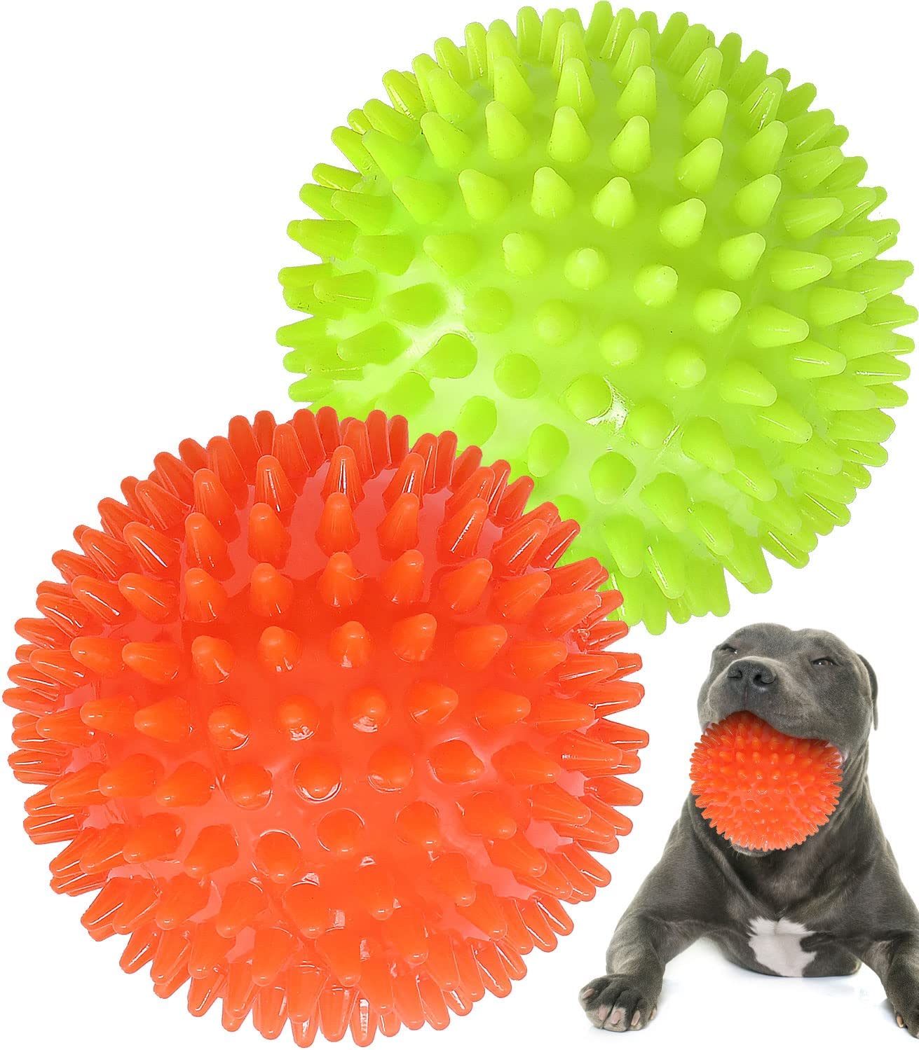 Ev Pet Supplies - 4.5” Heavy Duty Squeaky Dog Balls for Aggressive Chewers Dog