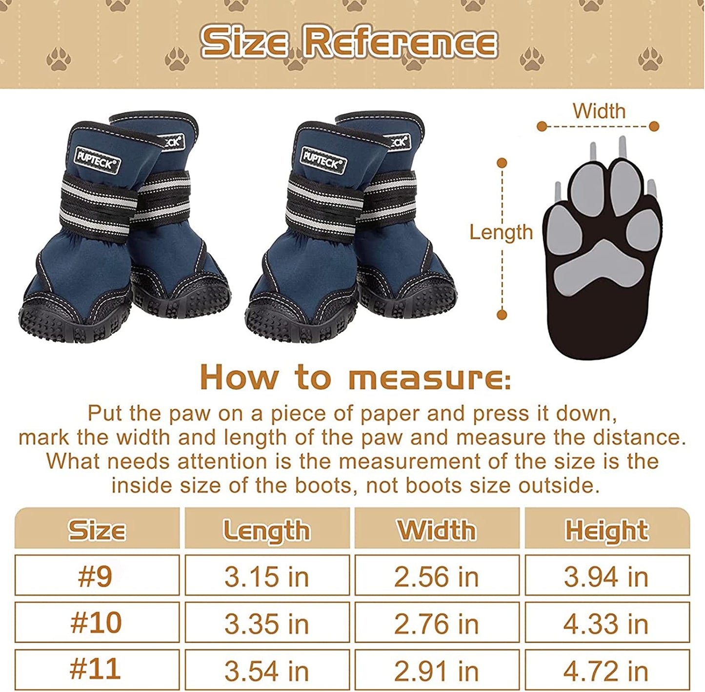 Ev Pet Supplies - Waterproof 2 Pairs Anti-Slip Paw Protector - Doggy Shoes with Reflective Straps