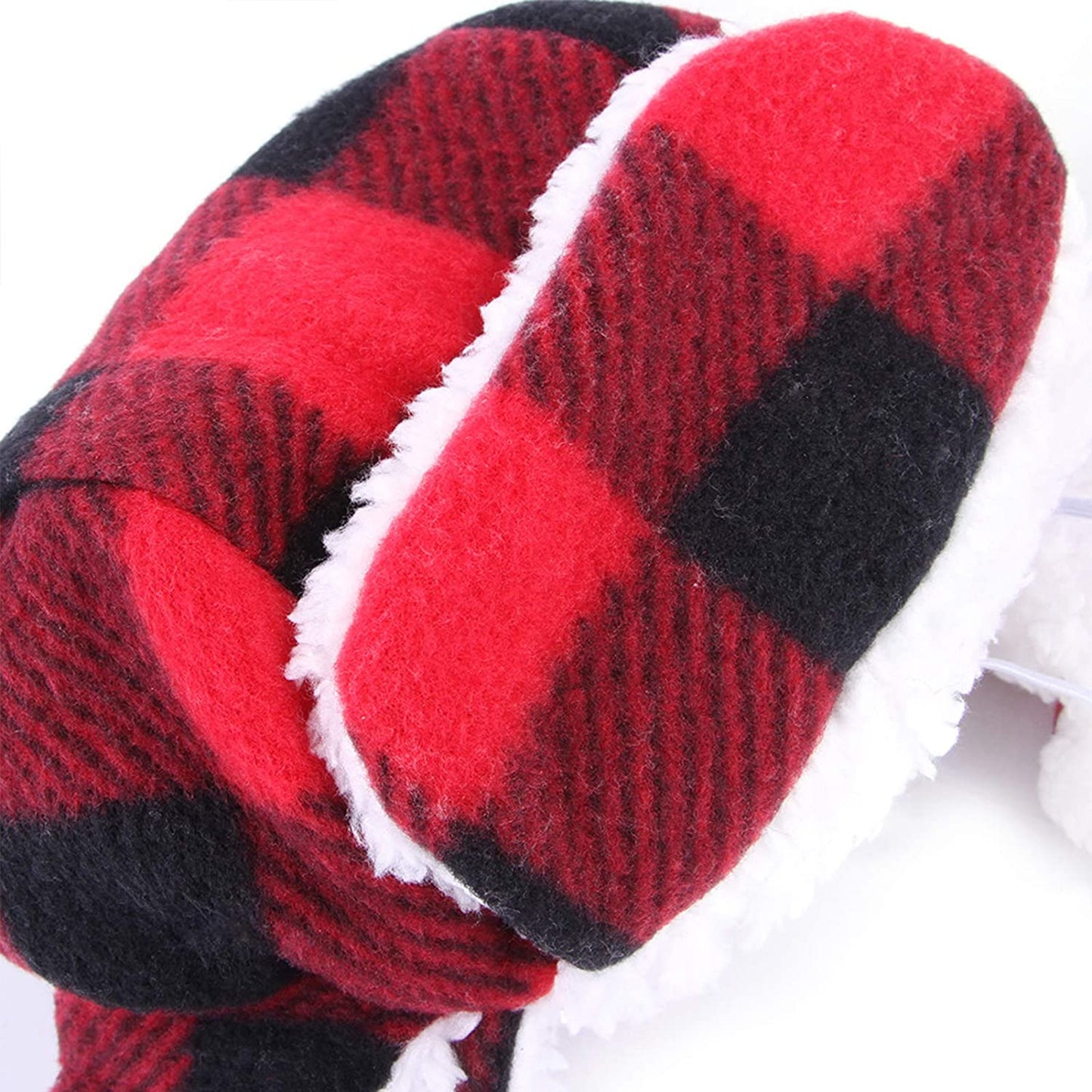 Ev Pet Supplies - Christmas Dog Hat with Earmuffs Winter Adjustable Pet Red Plaid Pet Cap