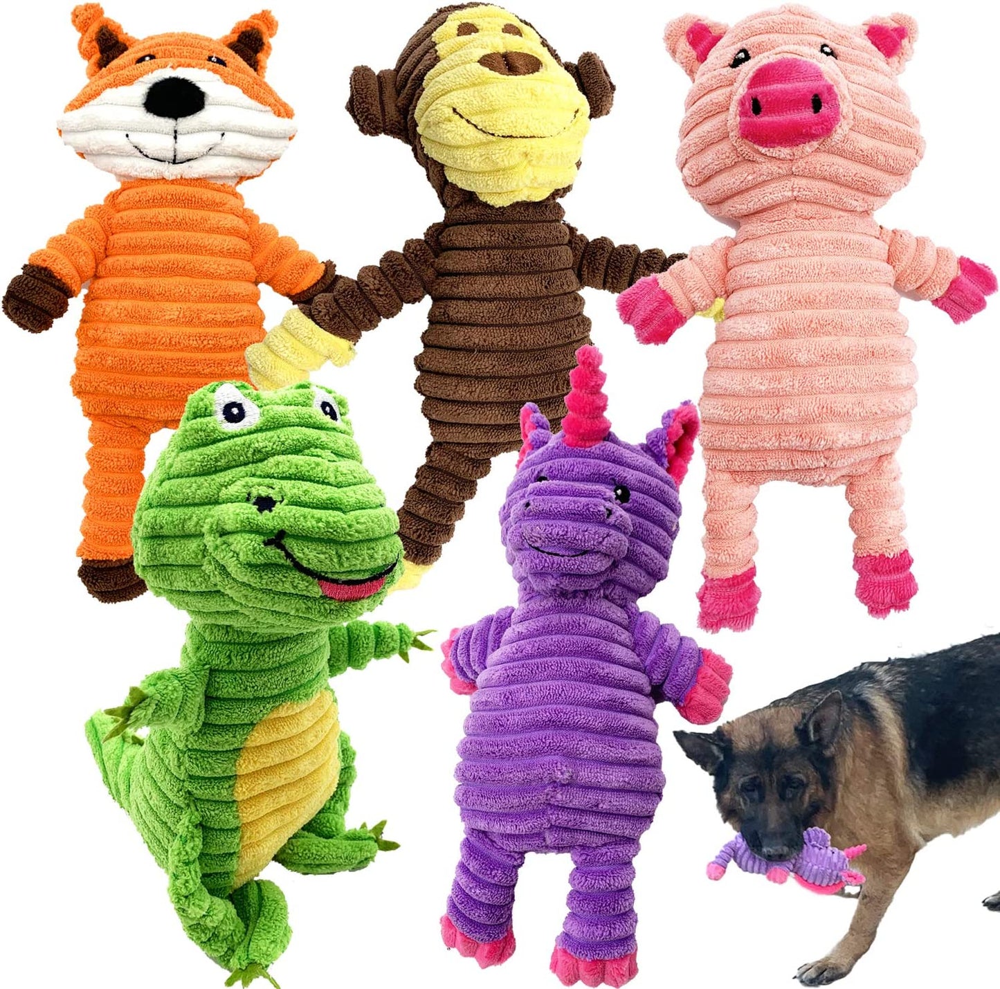 Ev Pet Supplies - 5 Pack Dog Toys Dog Plush Toys Assortment Value Bundle Dog Squeaky Toys