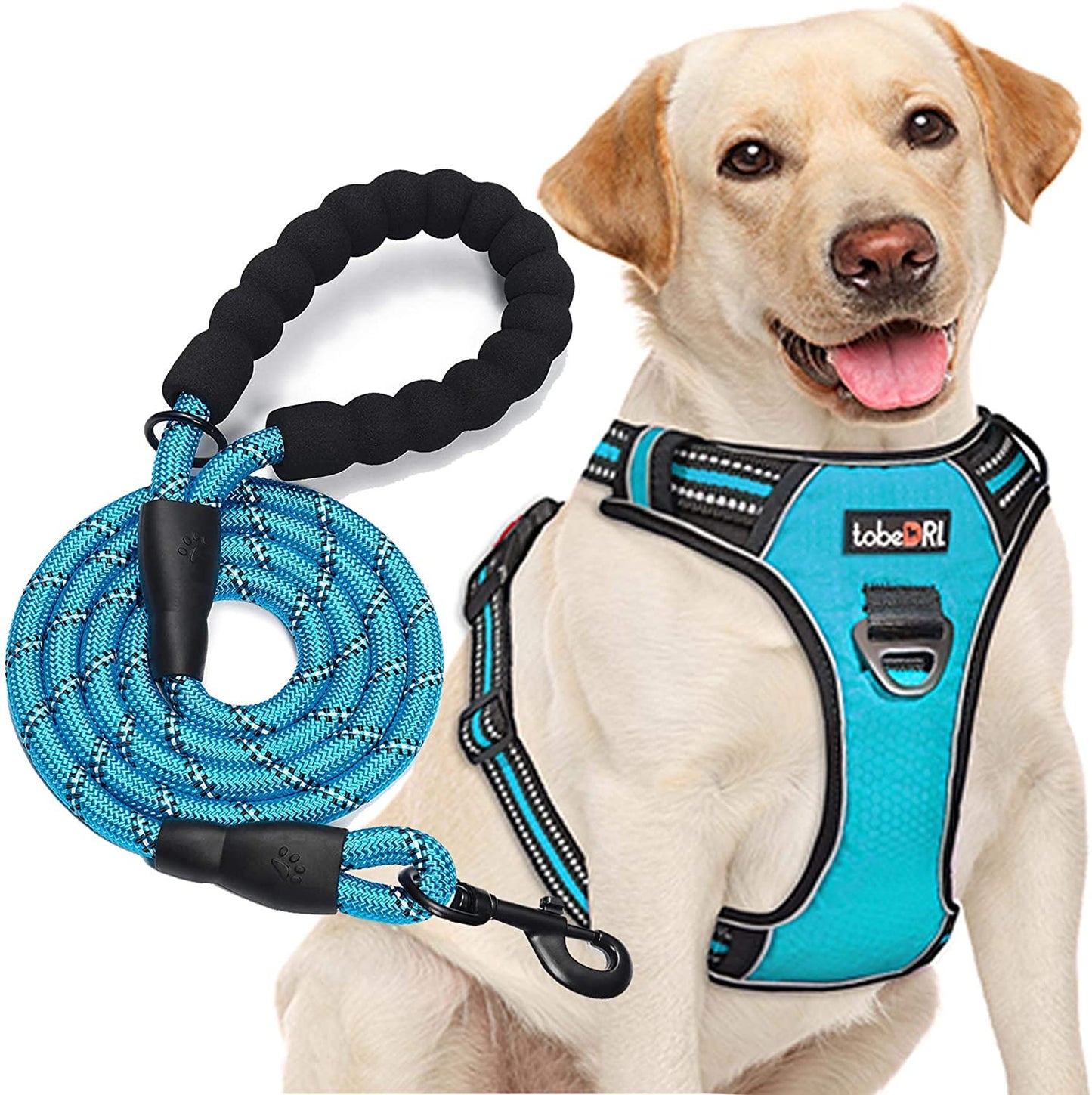 Ev Pet Supplies - Free Heavy Duty 5ft Dog Leash No Pull Dog Harness Adjustable Reflective Oxford Easy Control Medium Large Dog Harness with A