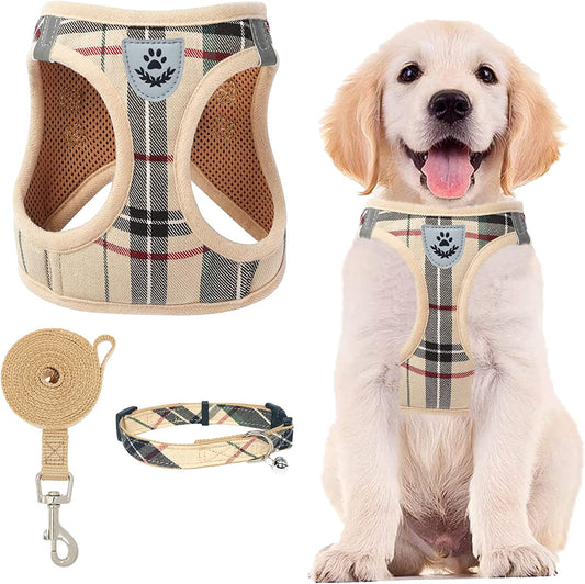 Ev Pet Supplies - Puppy Training Adjustable Pet Harness Collar and Leash Set for Small Dogs Puppy